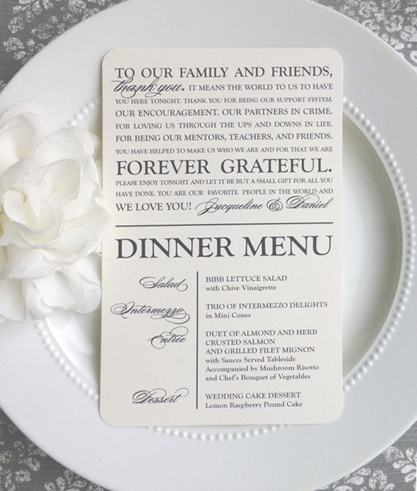 Wedding Menu and Thank You | Style 06