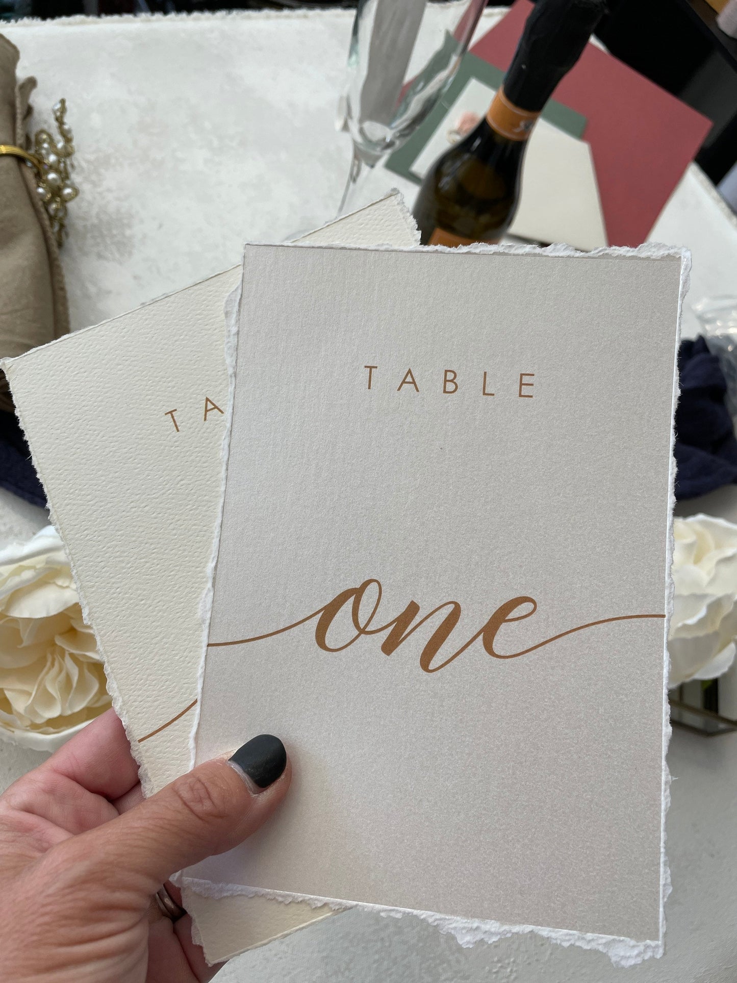 Wedding Table Numbers PRINTED - Deckled Edging Style 211