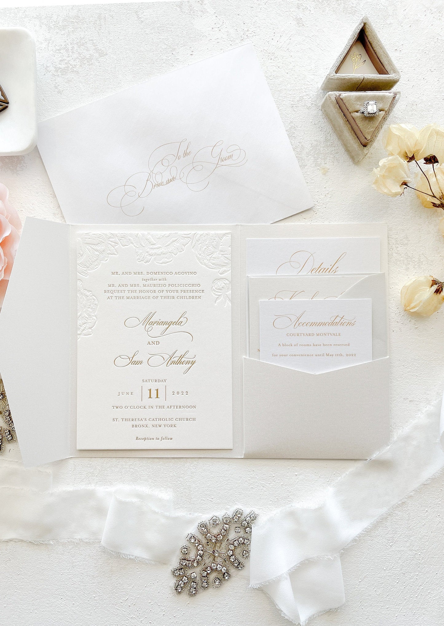 Letterpress Deboss Wedding Invitations | Style 777