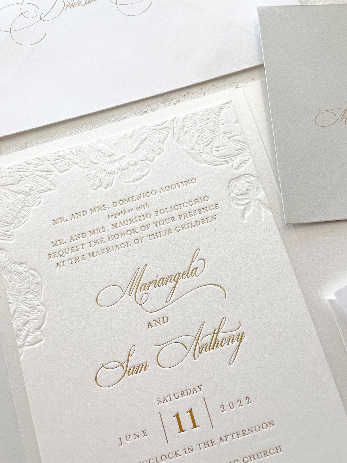 Letterpress Deboss Wedding Invitations | Style 777