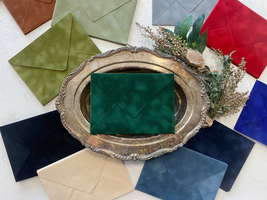 Forest Green Velvet Envelopes - SET OF 10