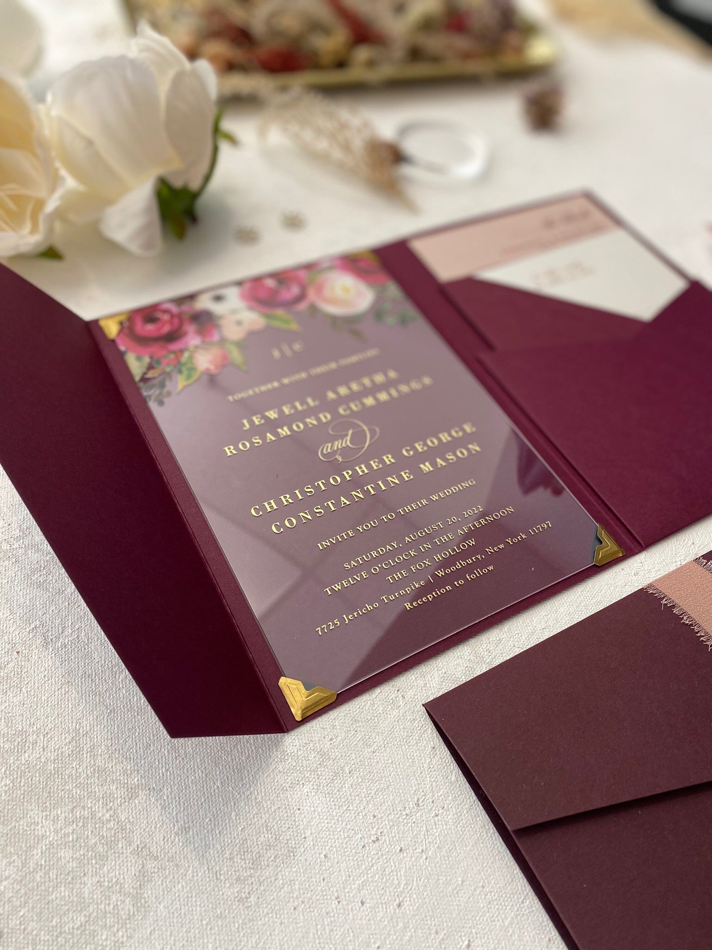 Burgundy Acrylic Invitation | Style 215