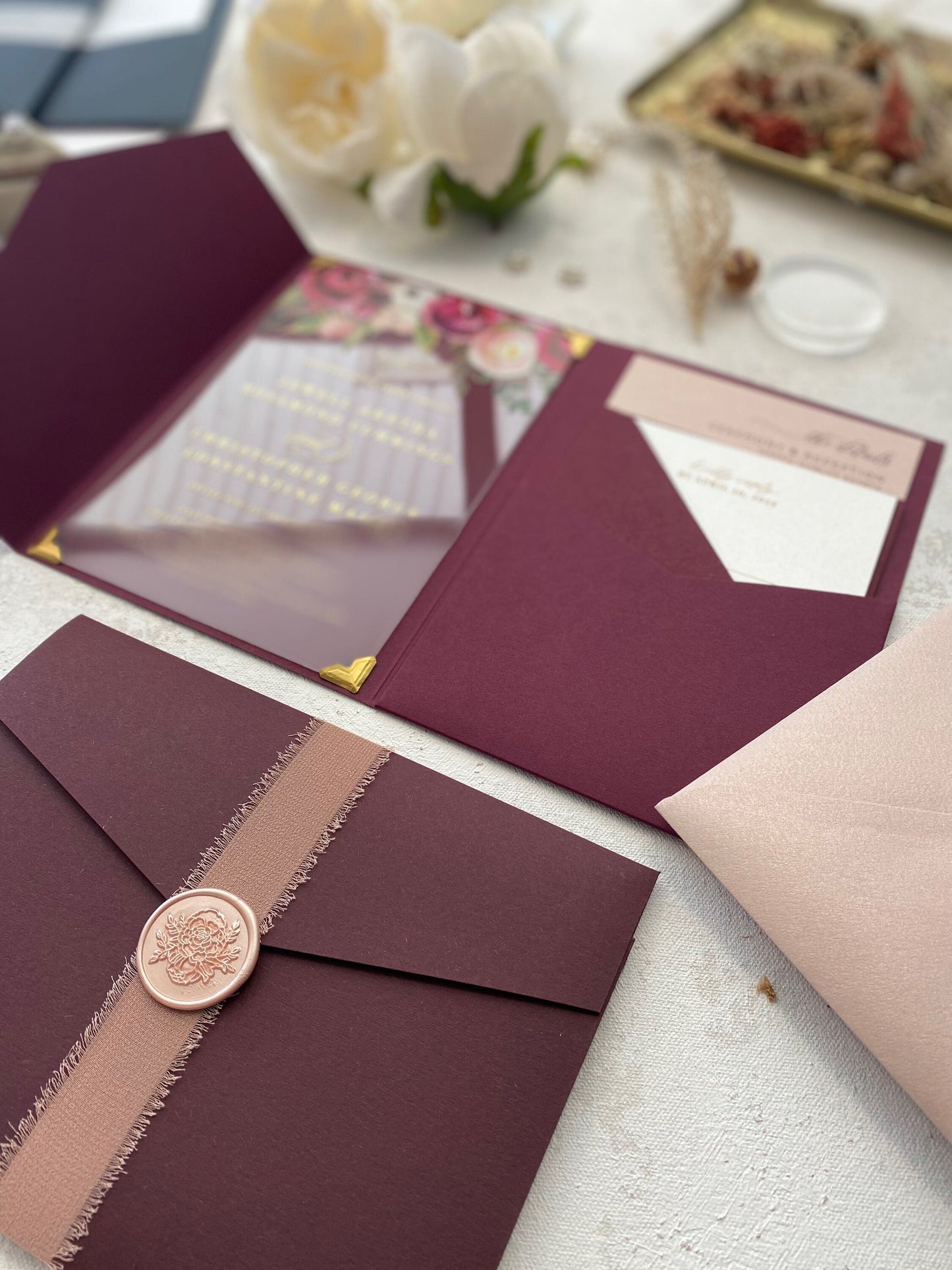 Burgundy Acrylic Invitation | Style 215