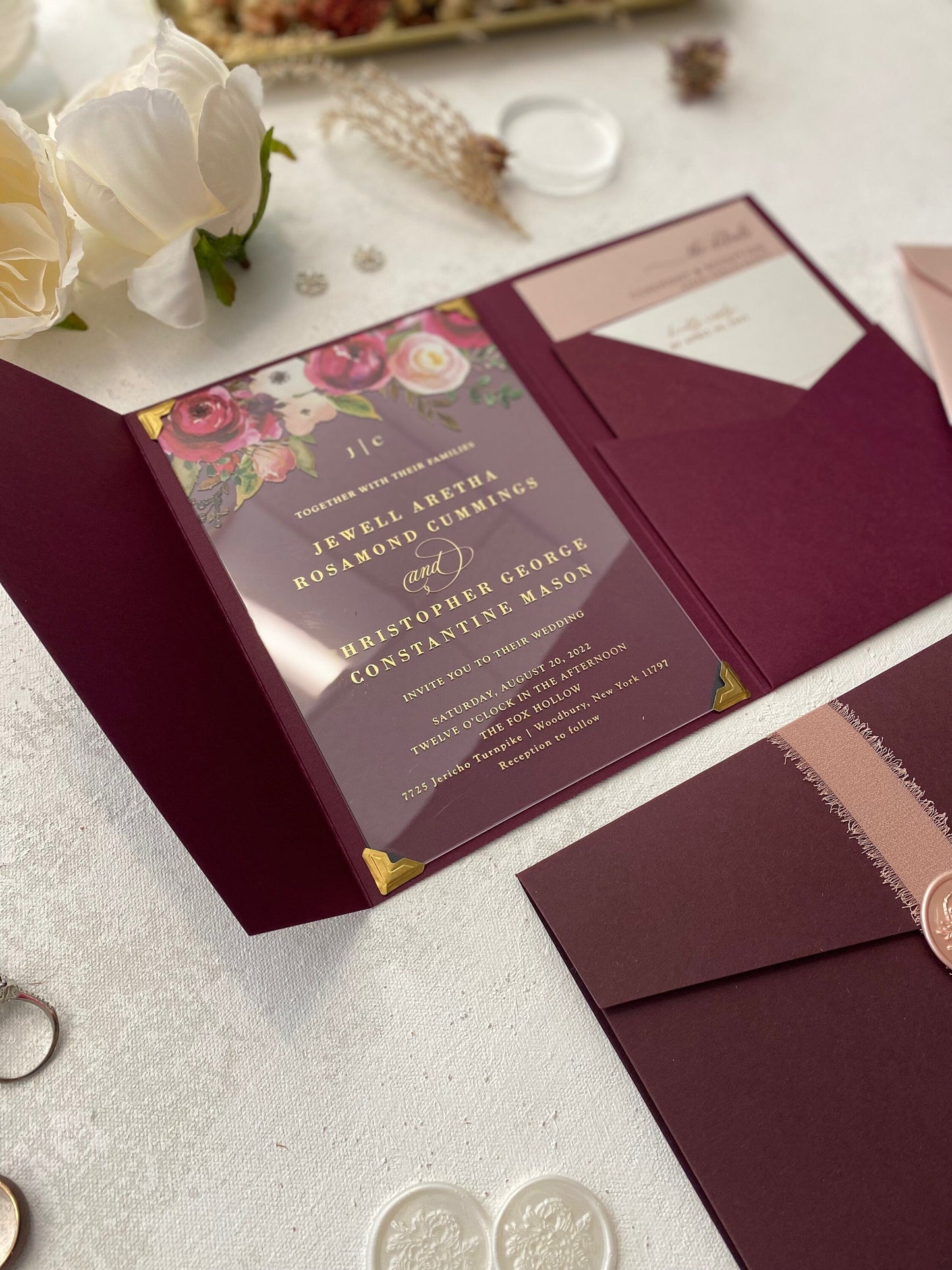 Burgundy Acrylic Invitation | Style 215