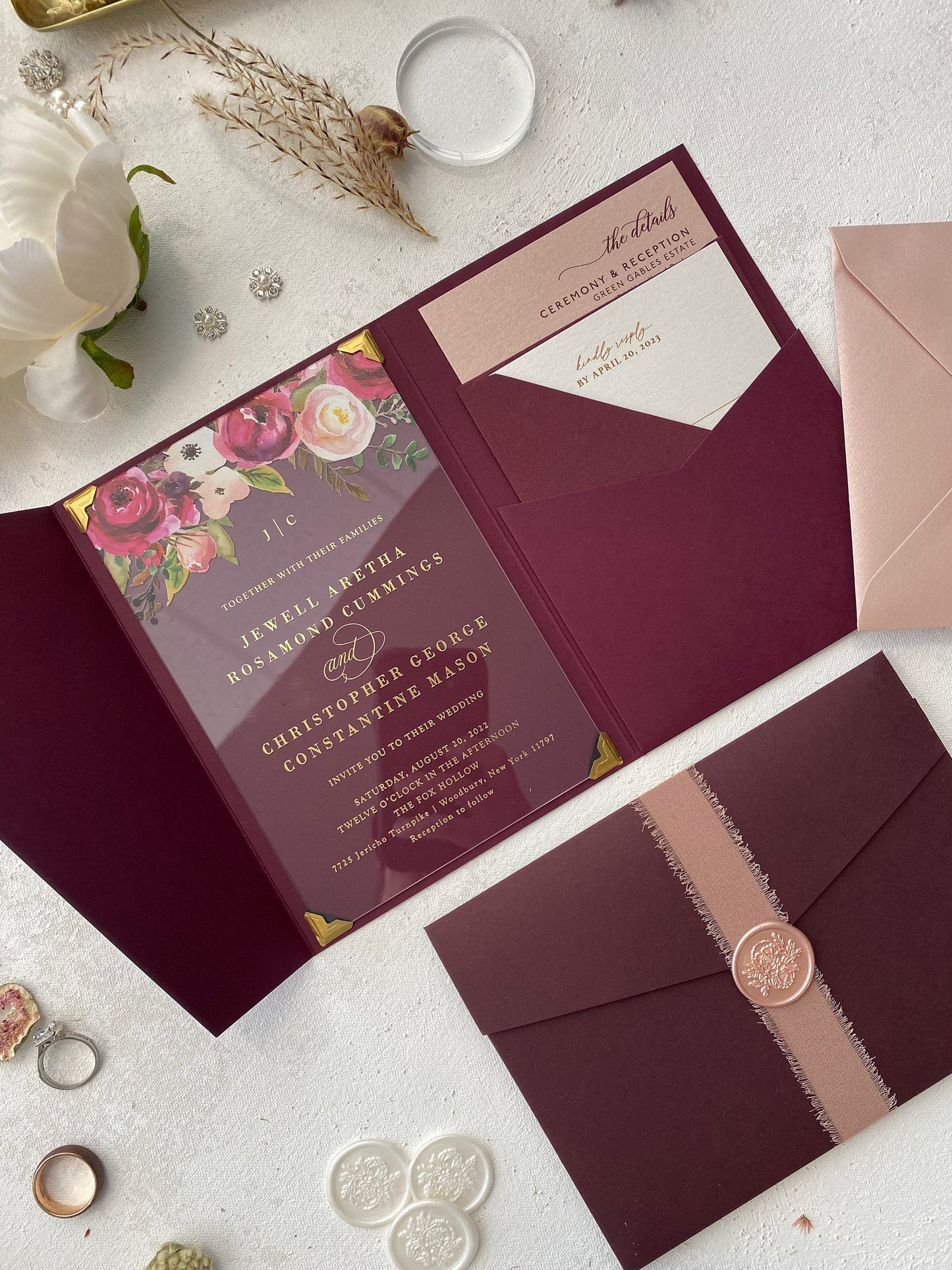 Burgundy Acrylic Invitation | Style 215
