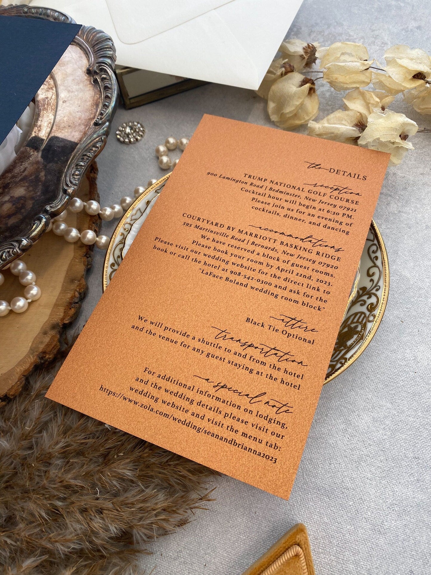 Navy Pocket Wedding Invitations | Style 281