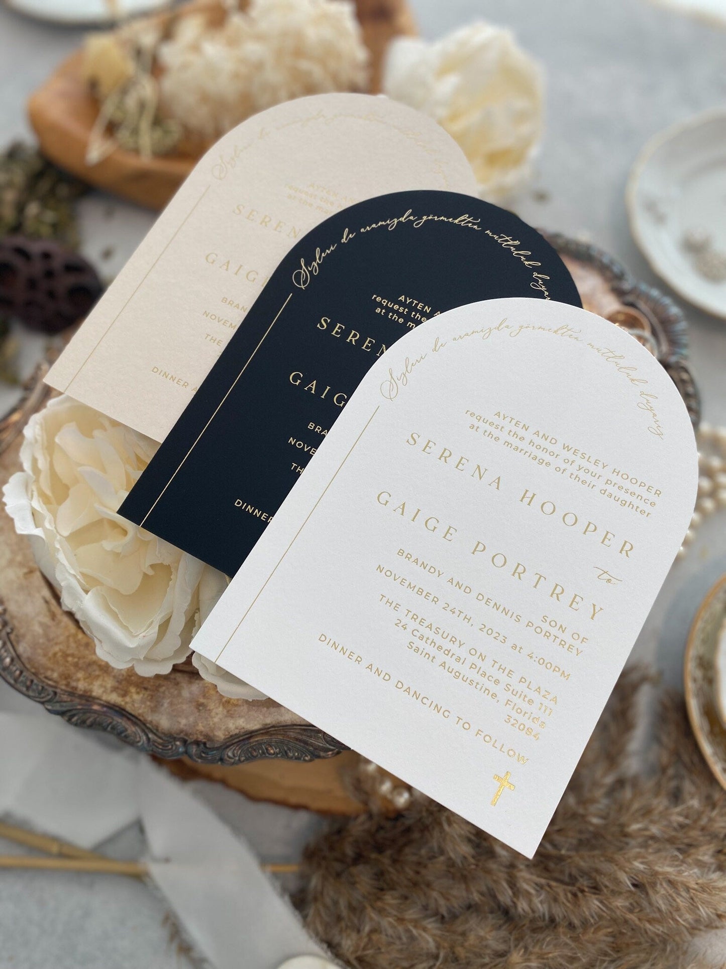 Dusty Blue Wedding Invitations | Arch Style 10