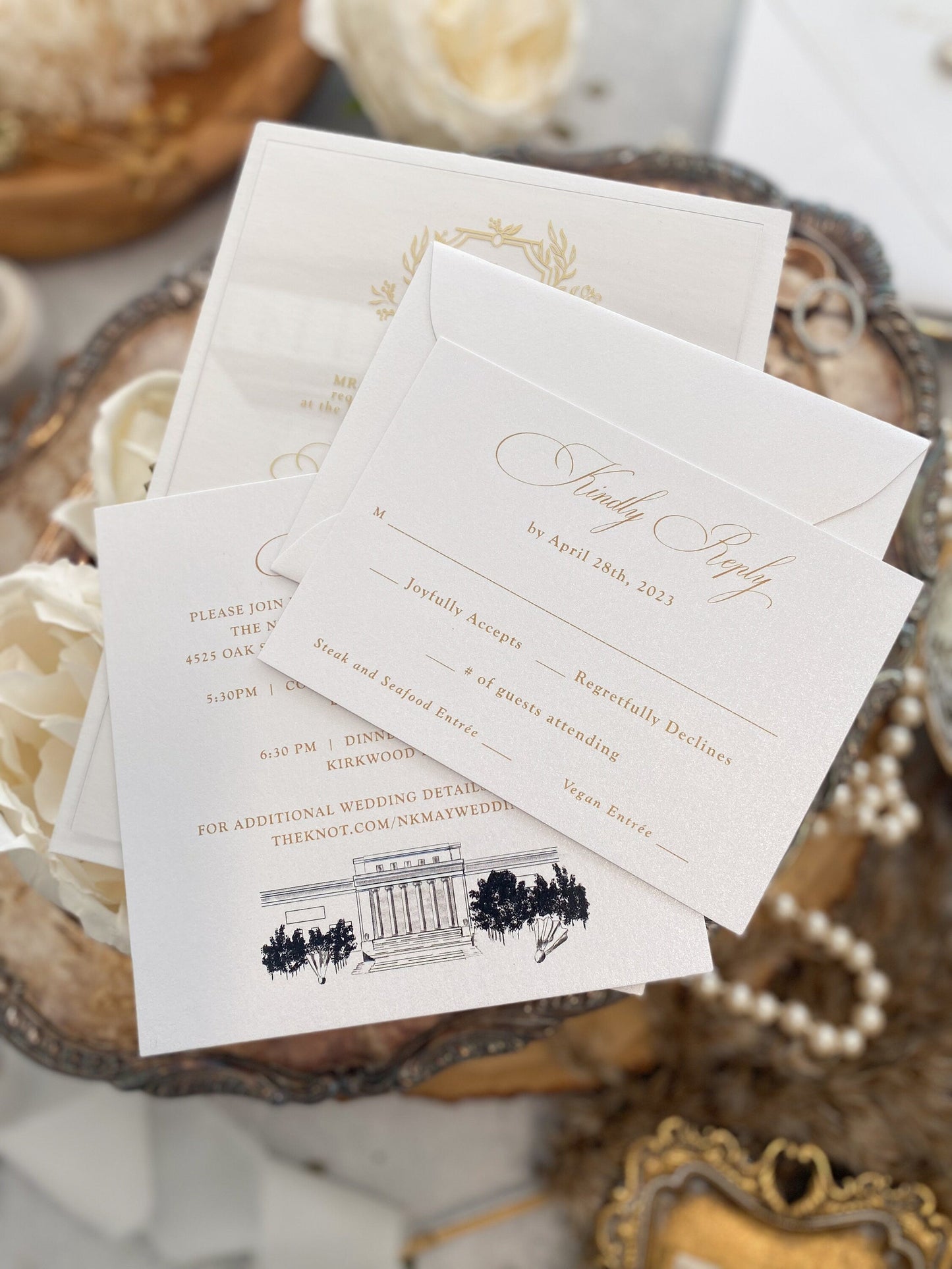 Acrylic Invitation Clear Invites Gold and White Wedding | Style 163