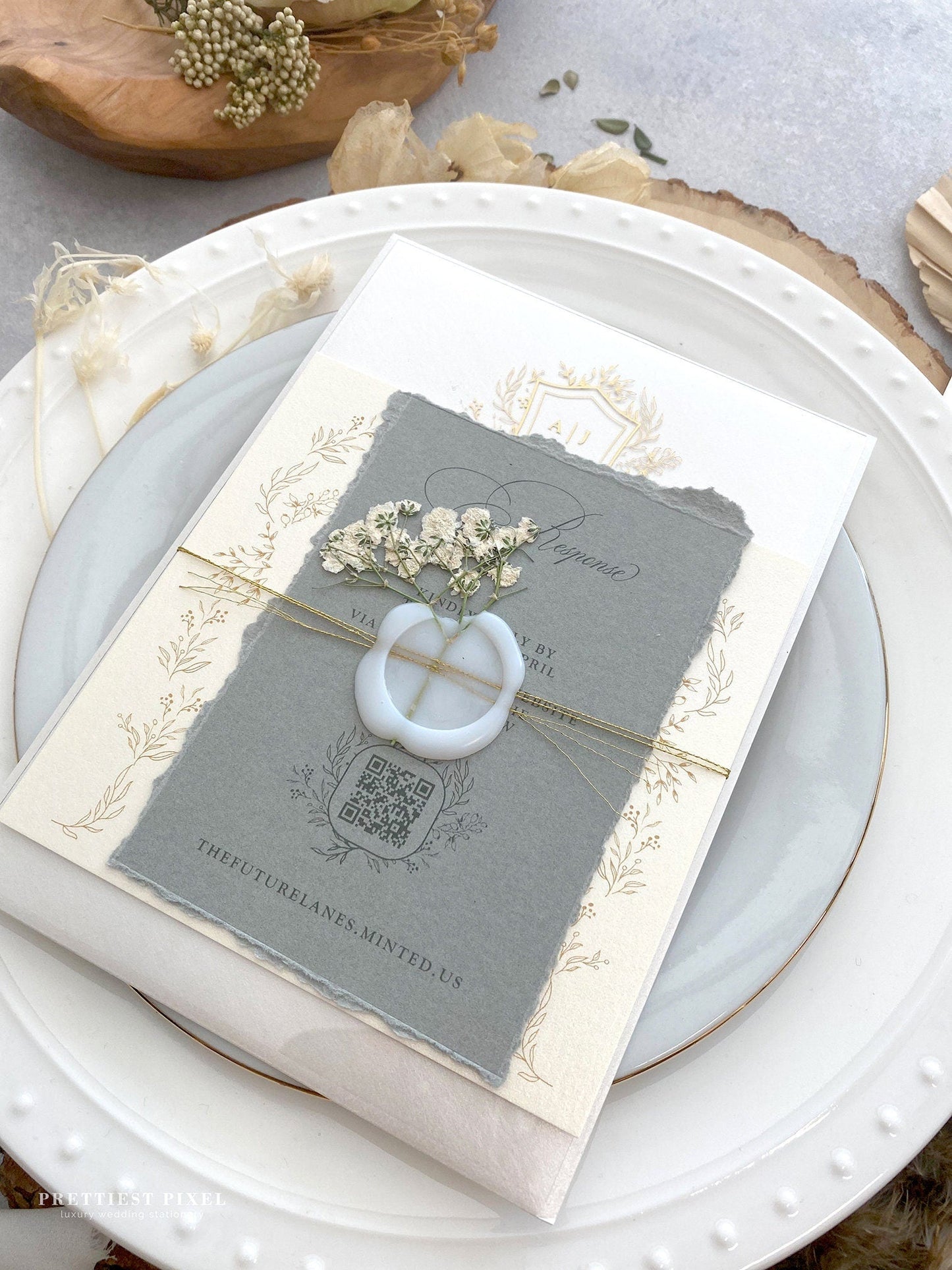 Baby's Breath Clear Wedding Invitations | Style 77