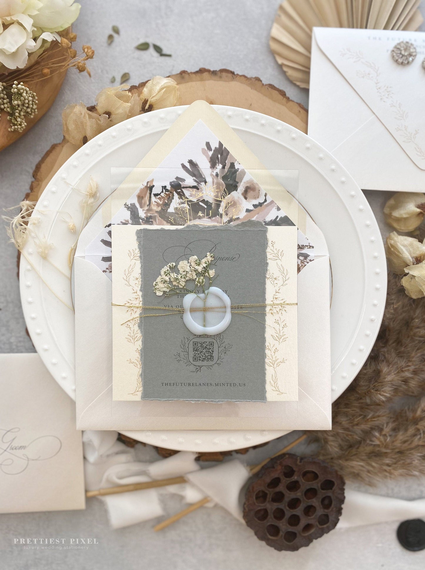 Baby's Breath Clear Wedding Invitations | Style 77