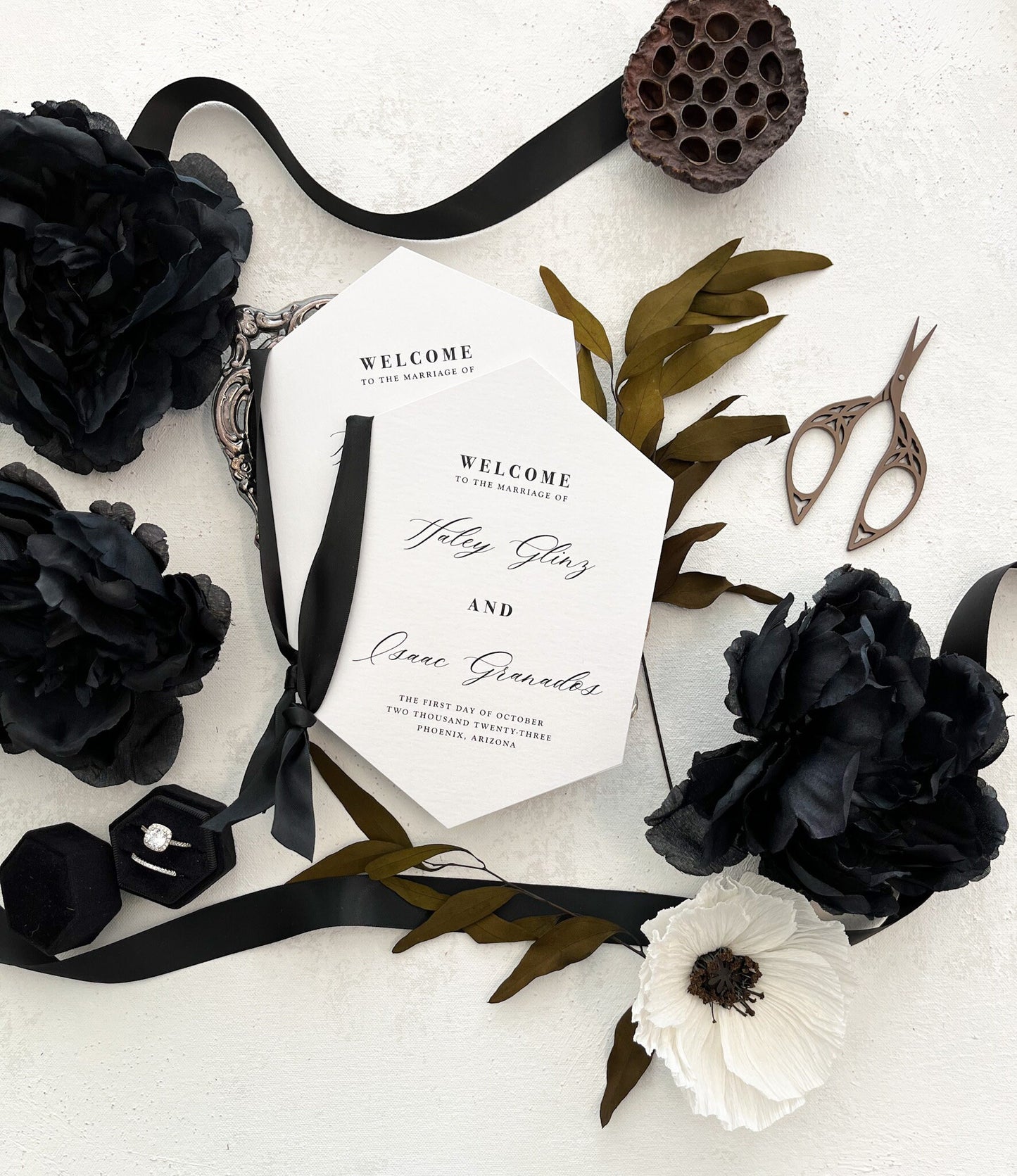 Double Diamond White Wedding Programs | Style 129