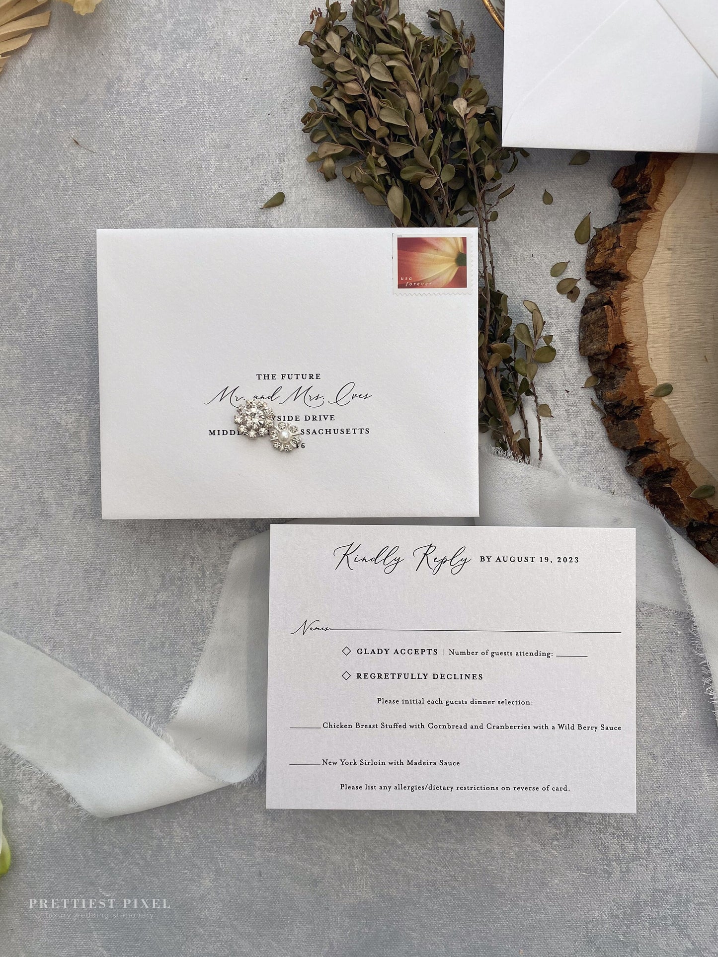 Acrylic Wedding Invitation with Venue Sketch | Style 256
