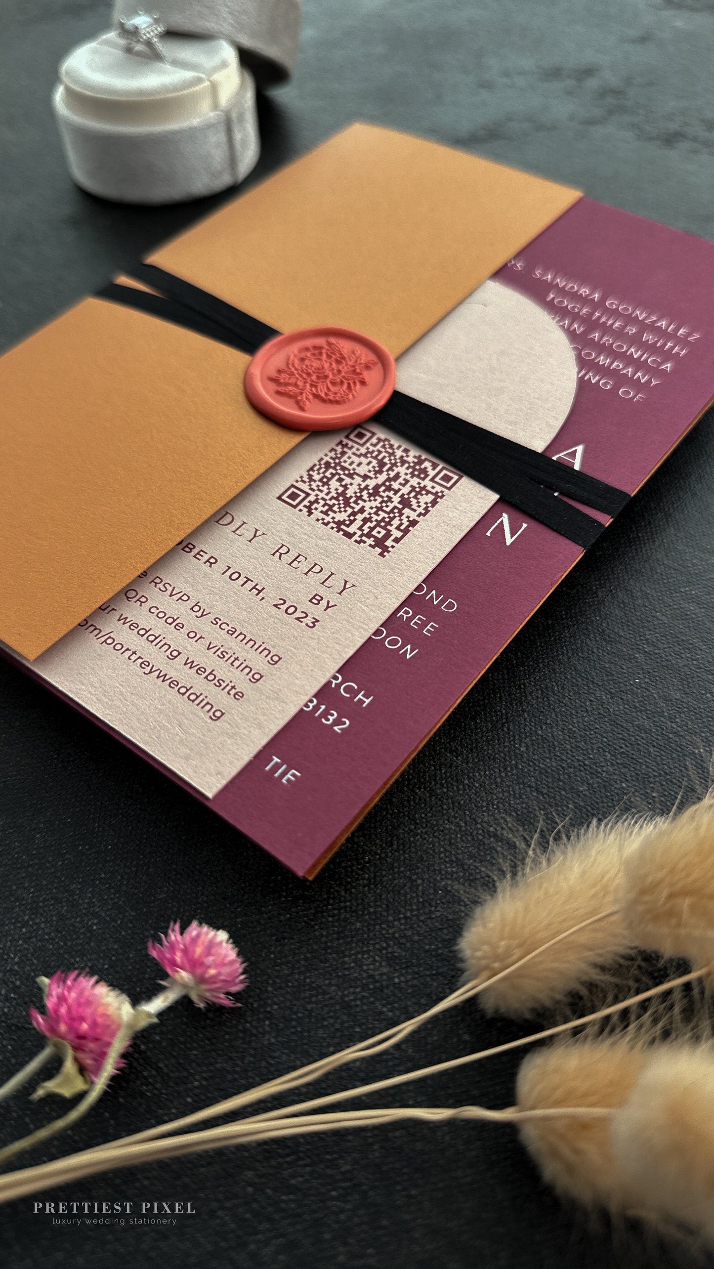 Vellum Wrap Invitations with Wax Seal - Style 42