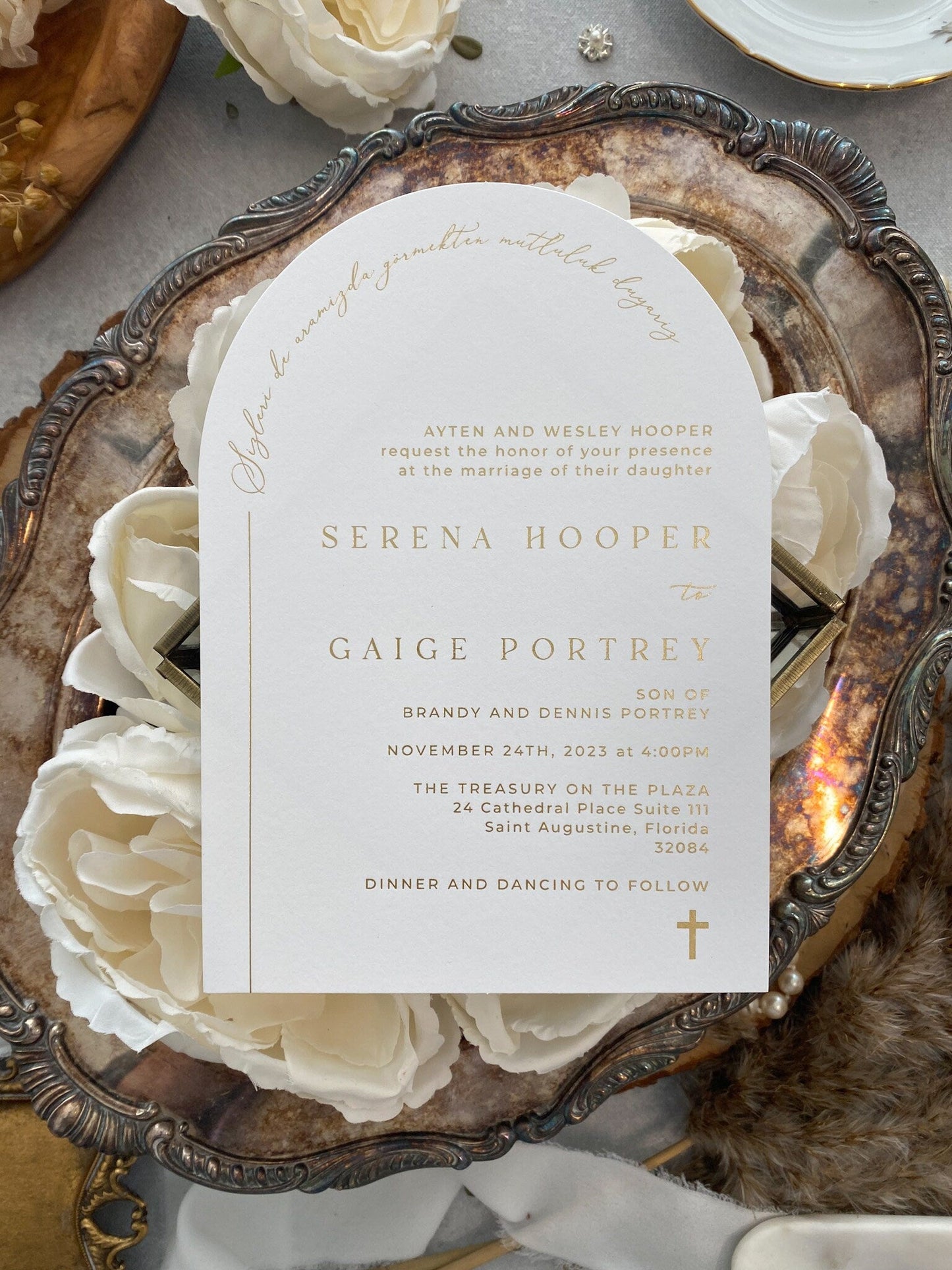 Foil Arch Unique Wedding Invitation Invites | Any color Style 10