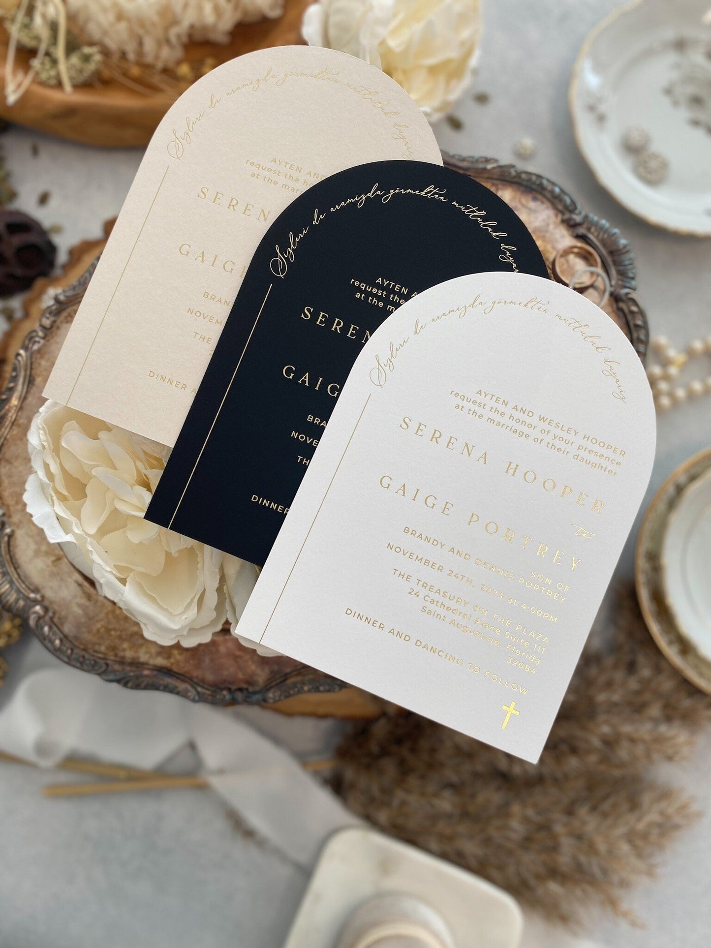 Foil Arch Unique Wedding Invitation Invites | Any color Style 10