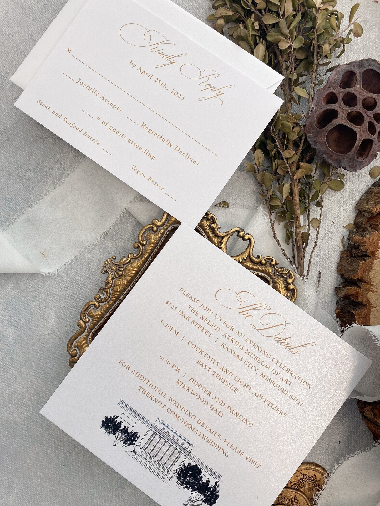 Acrylic Invitation Clear Invites Gold and White Wedding | Style 163