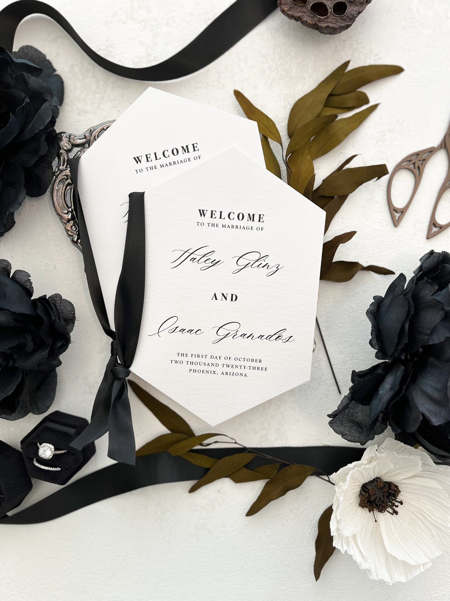 Double Diamond White Wedding Programs | Style 129