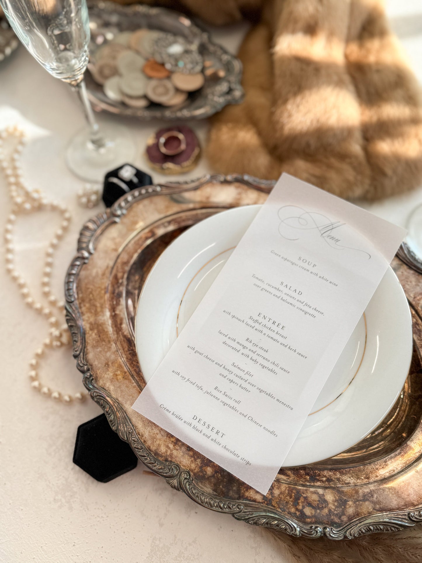 Bling Vellum Wedding Menu | Style 34