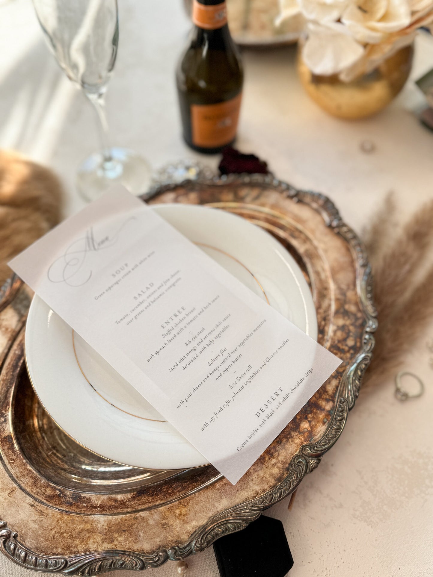Bling Vellum Wedding Menu | Style 34
