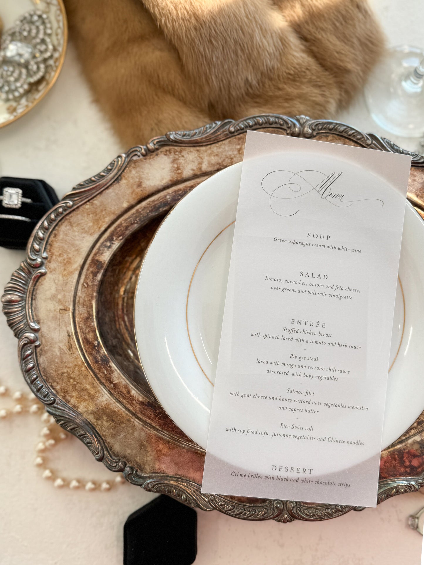 Bling Vellum Wedding Menu | Style 34