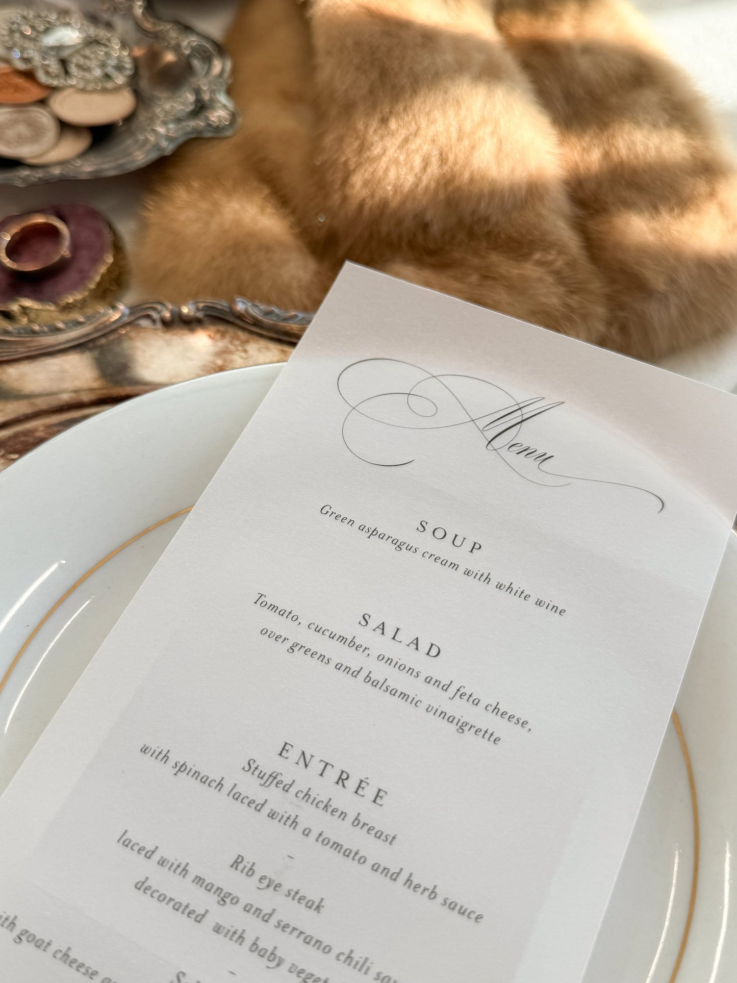 Bling Vellum Wedding Menu | Style 34