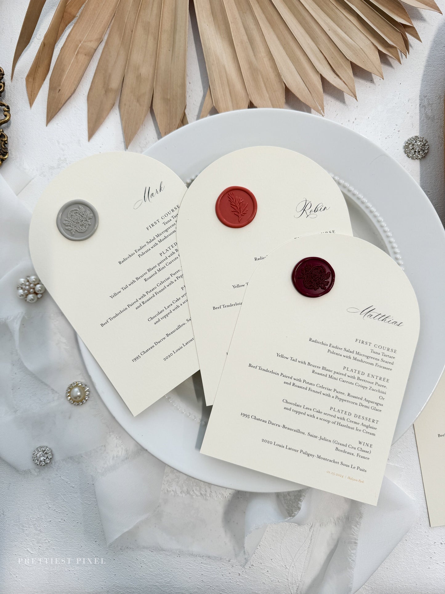 Arch Menus with Wax Seals - Style 133