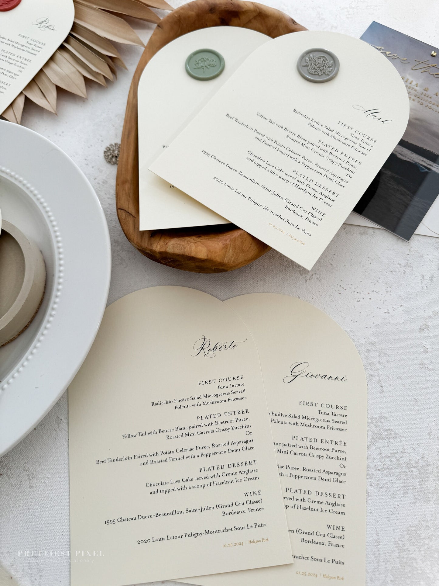 Arch Menus with Wax Seals - Style 133