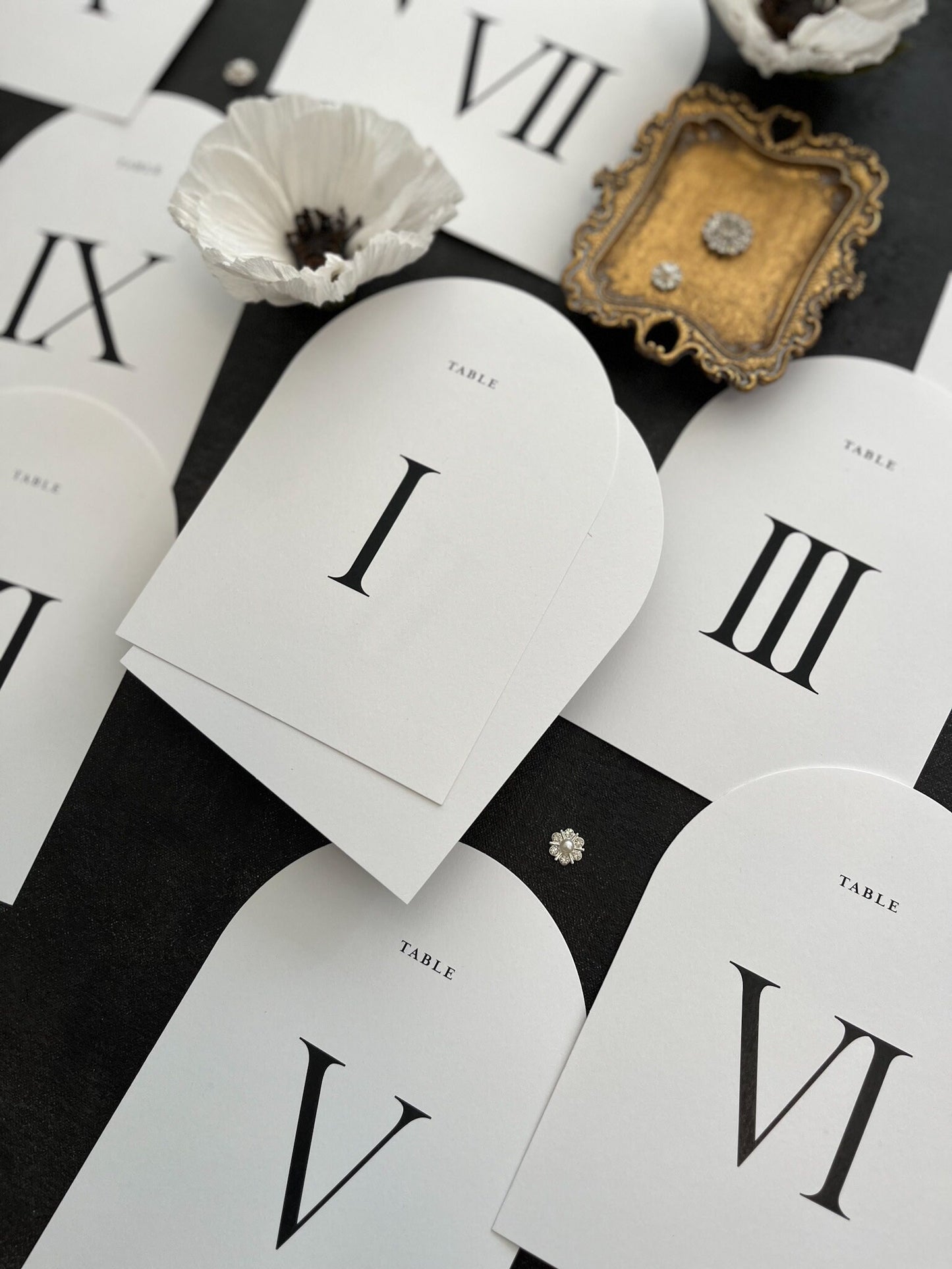 Arch Table Numbers PRINTED - Roman Numerals - Style 44