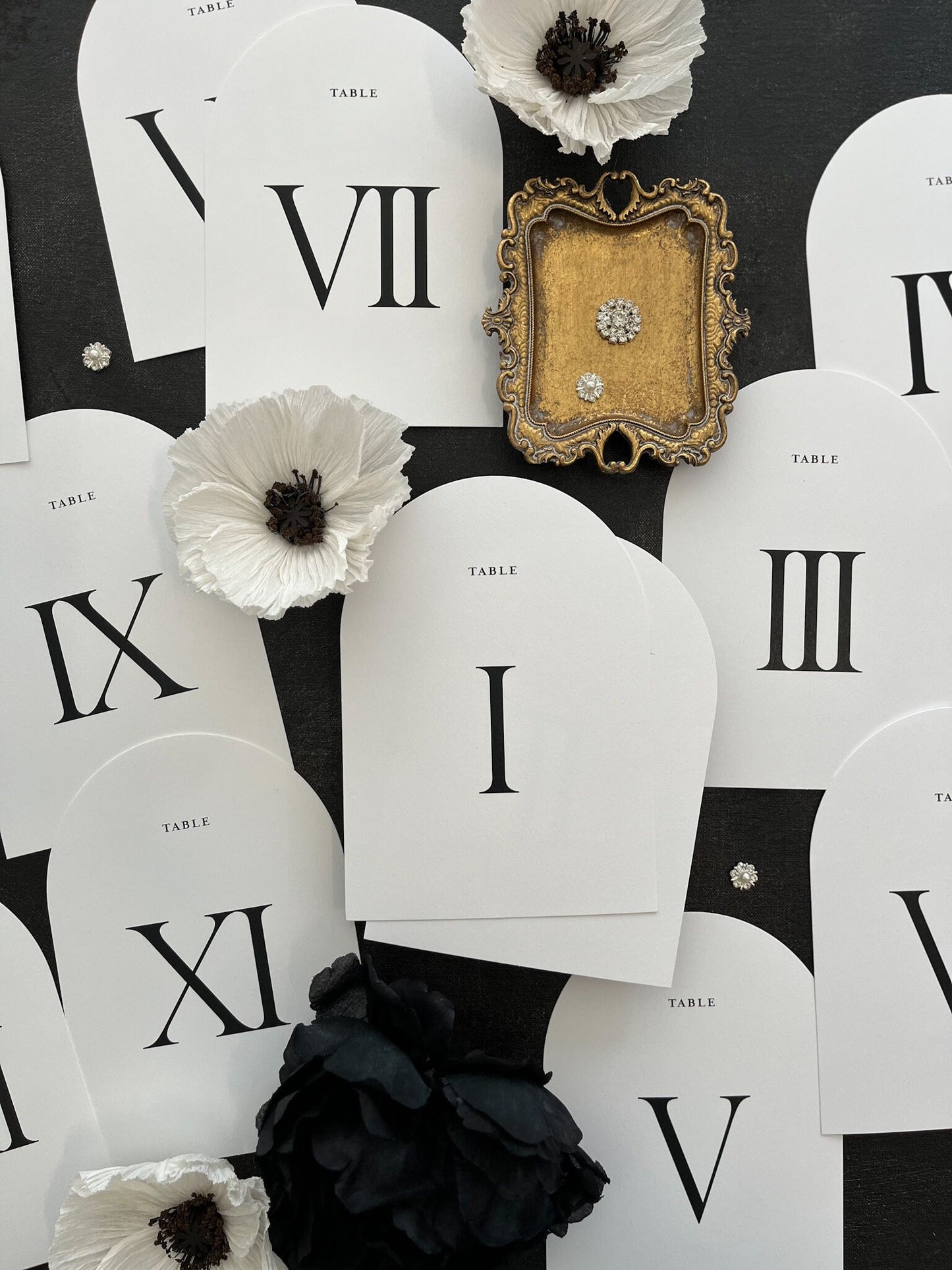 Arch Table Numbers PRINTED - Roman Numerals - Style 44