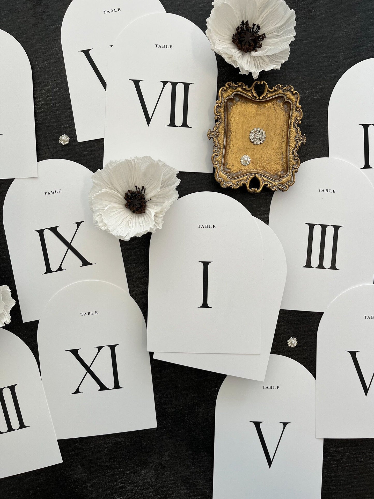 Arch Table Numbers PRINTED - Roman Numerals - Style 44
