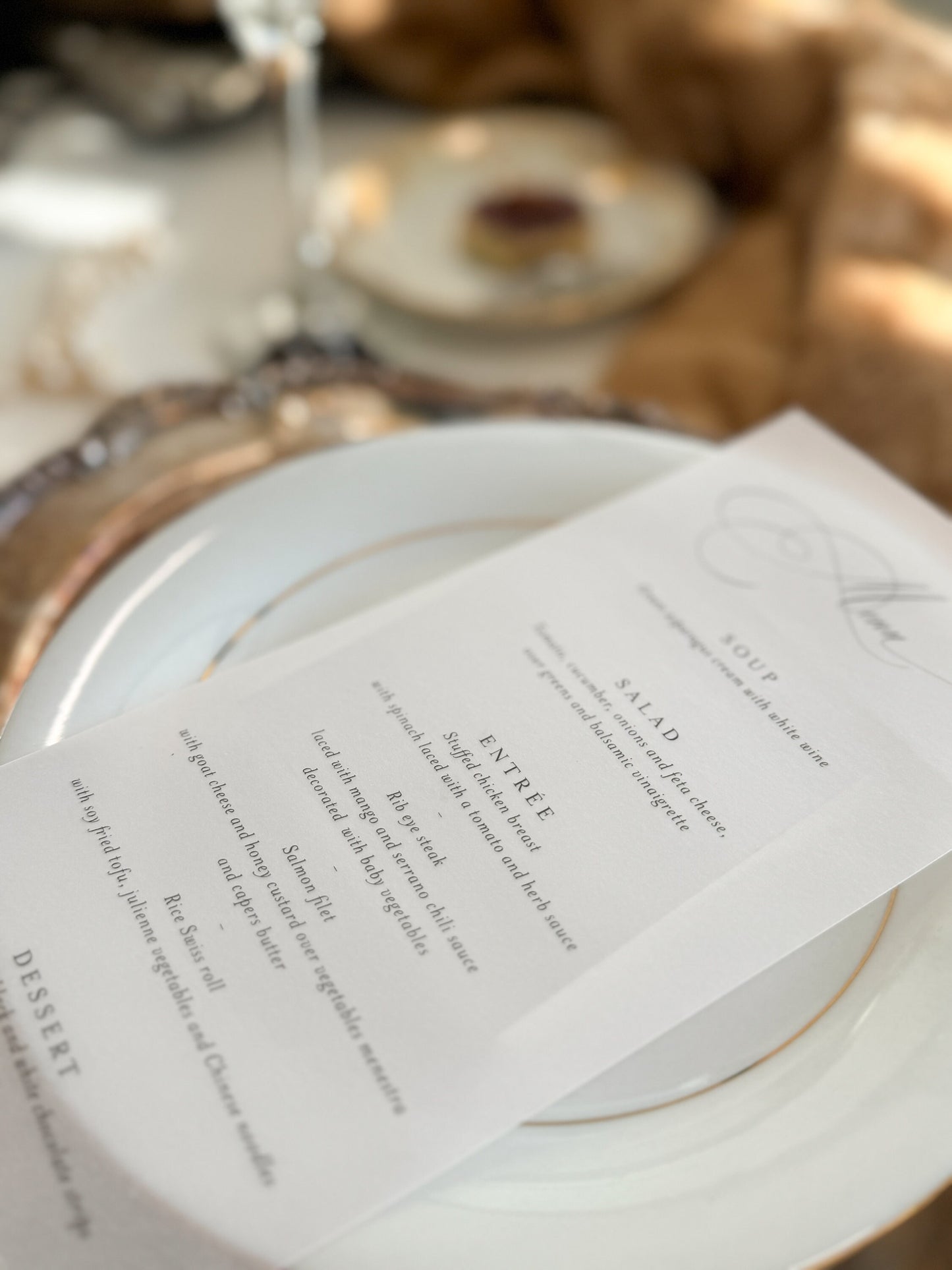 Bling Vellum Wedding Menu | Style 34