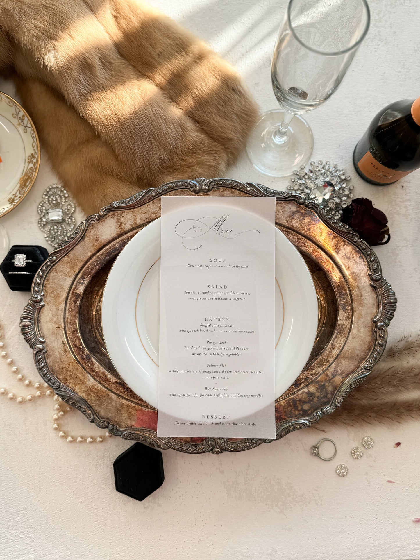 Bling Vellum Wedding Menu | Style 34