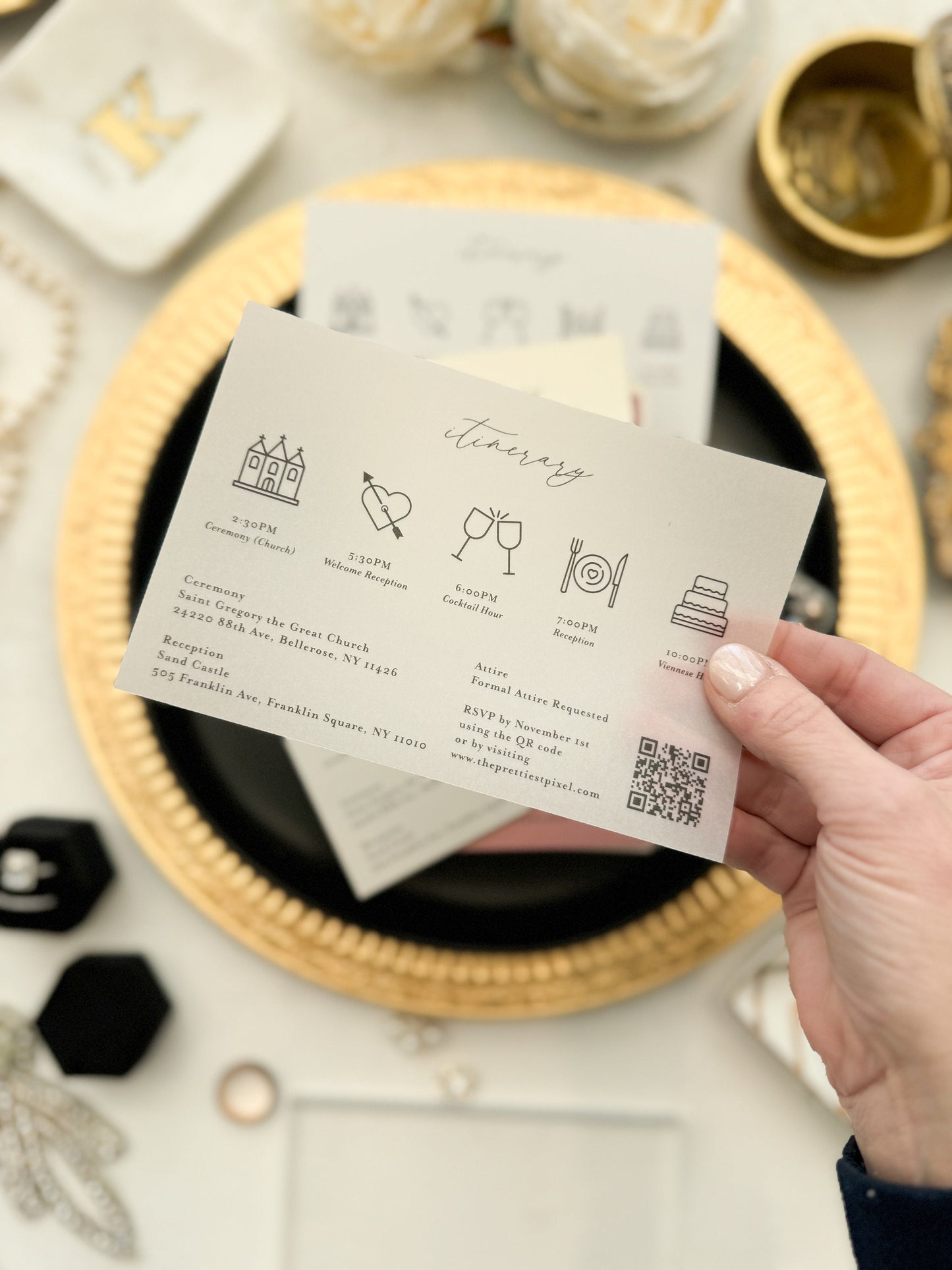 Weekend Itinerary - Printed Translucent Vellum | Style 111 | Set of 10
