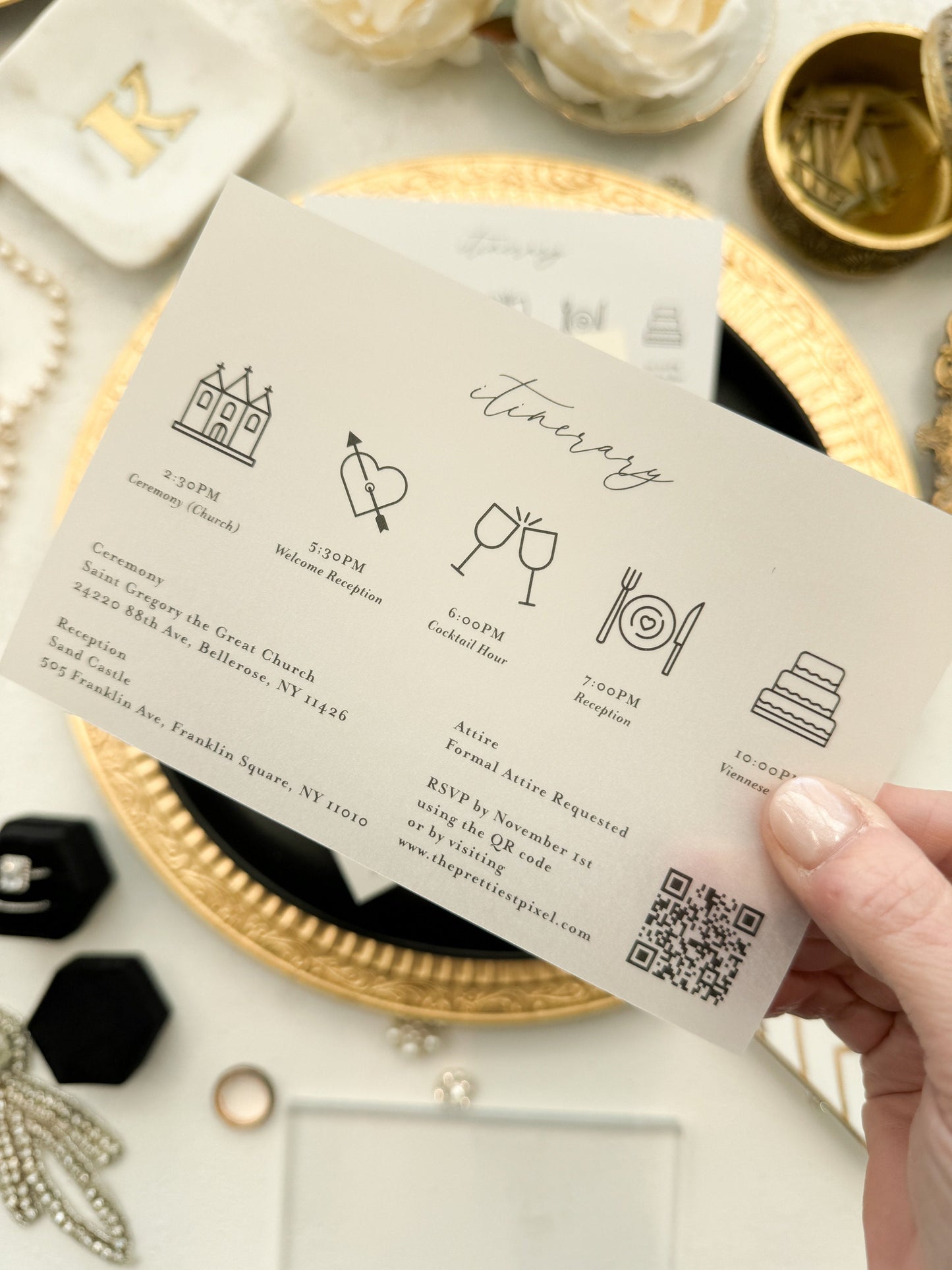 Weekend Itinerary - Printed Translucent Vellum | Style 111 | Set of 10