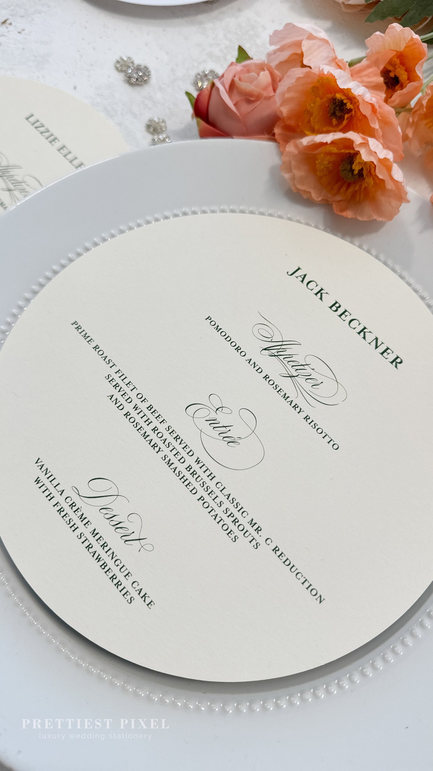 Round Circular Wedding Menu | Style 183