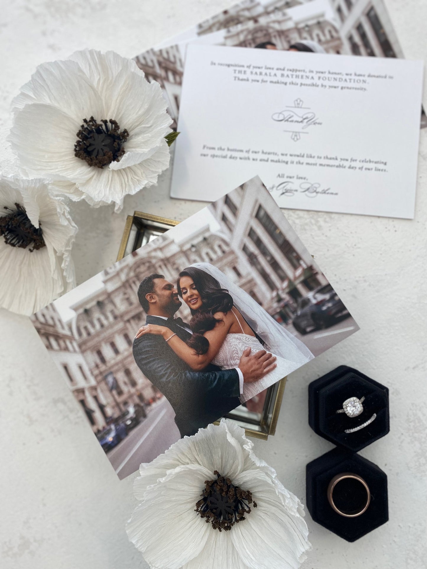a picture of a bride and groom on a table