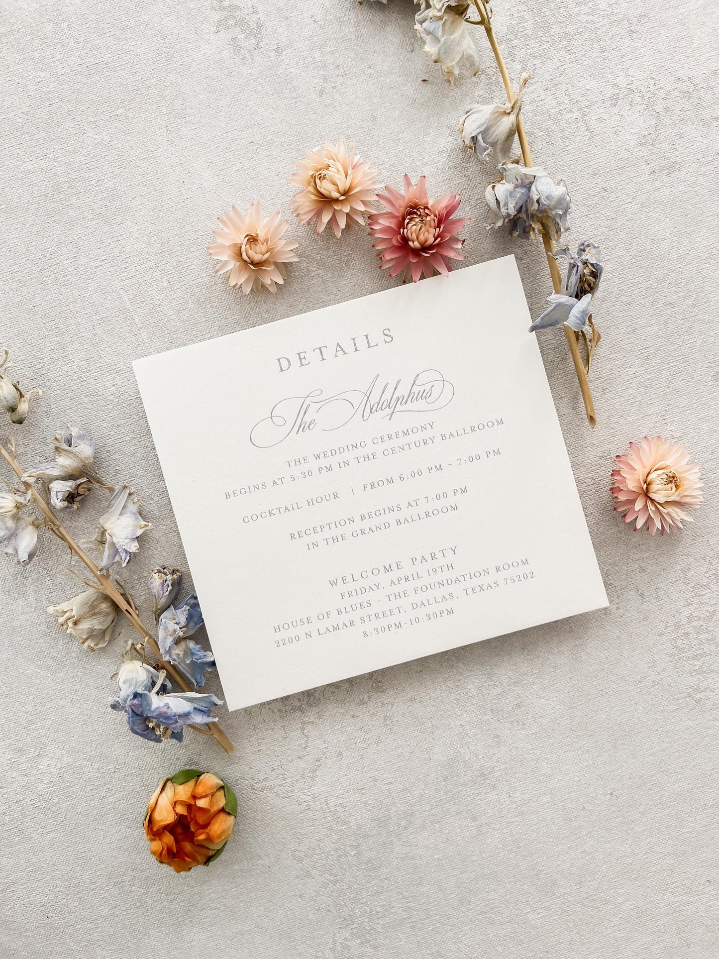 Letterpress Duplex Invitations with Watercolor Crest | Style 172