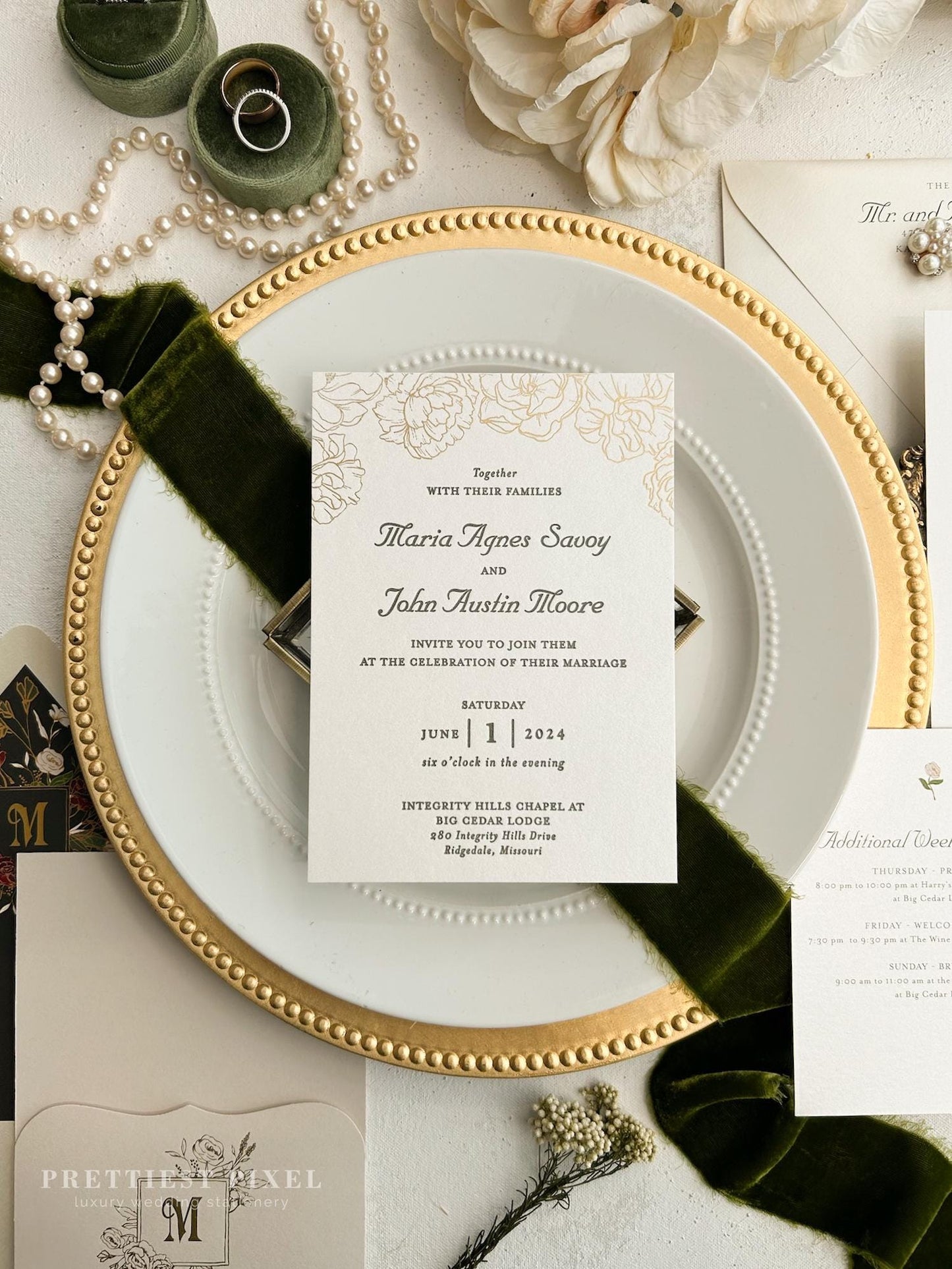 Taupe and Gold Foil Wedding Invitation | Style 290
