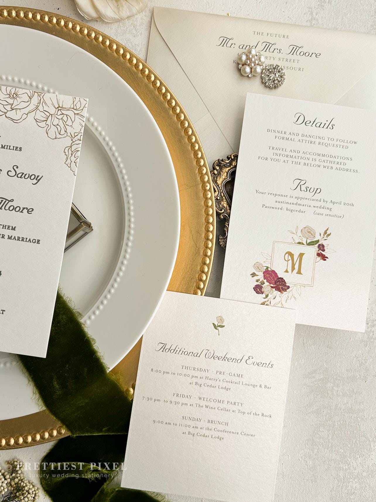 Taupe and Gold Foil Wedding Invitation | Style 290