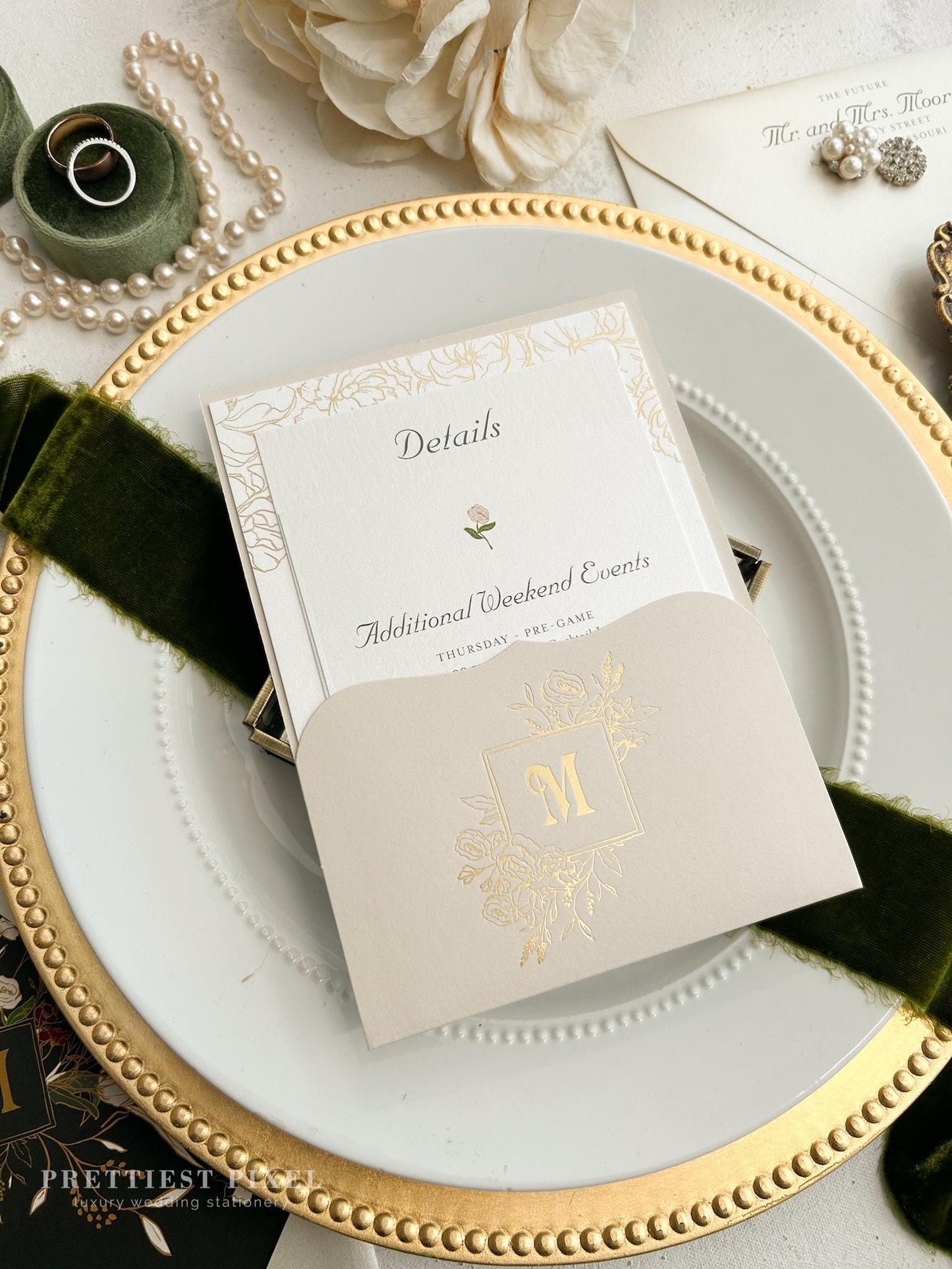 Taupe and Gold Foil Wedding Invitation | Style 290
