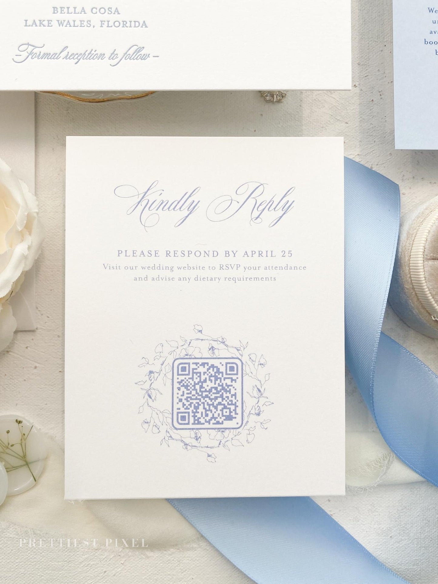 Blue Letterpress Wedding Invitations | Style 284