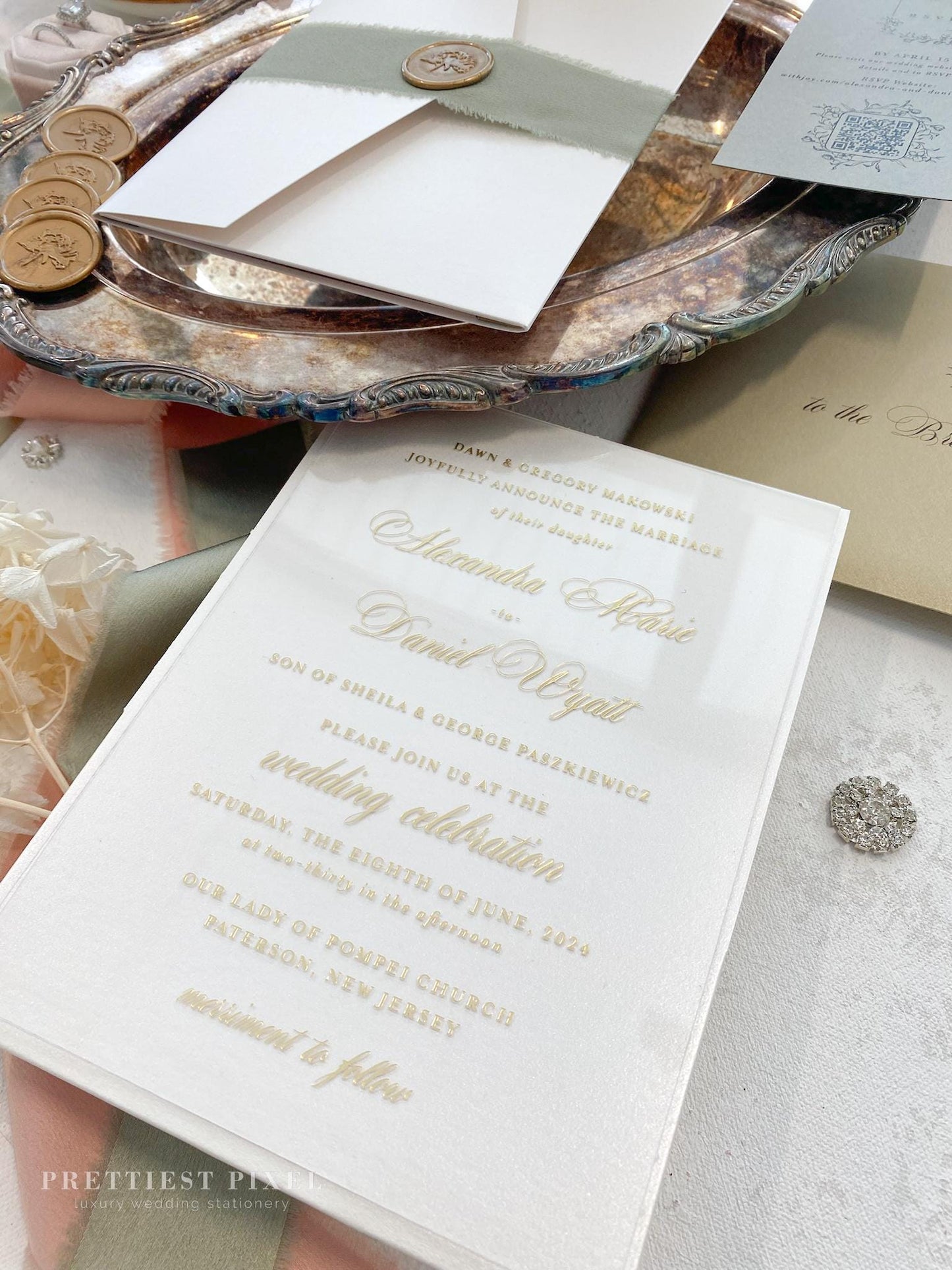 Elegant Wedding Invitation | Acrylic Card Style 286