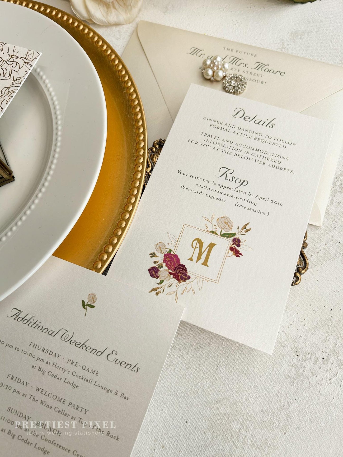 Taupe and Gold Foil Wedding Invitation | Style 290