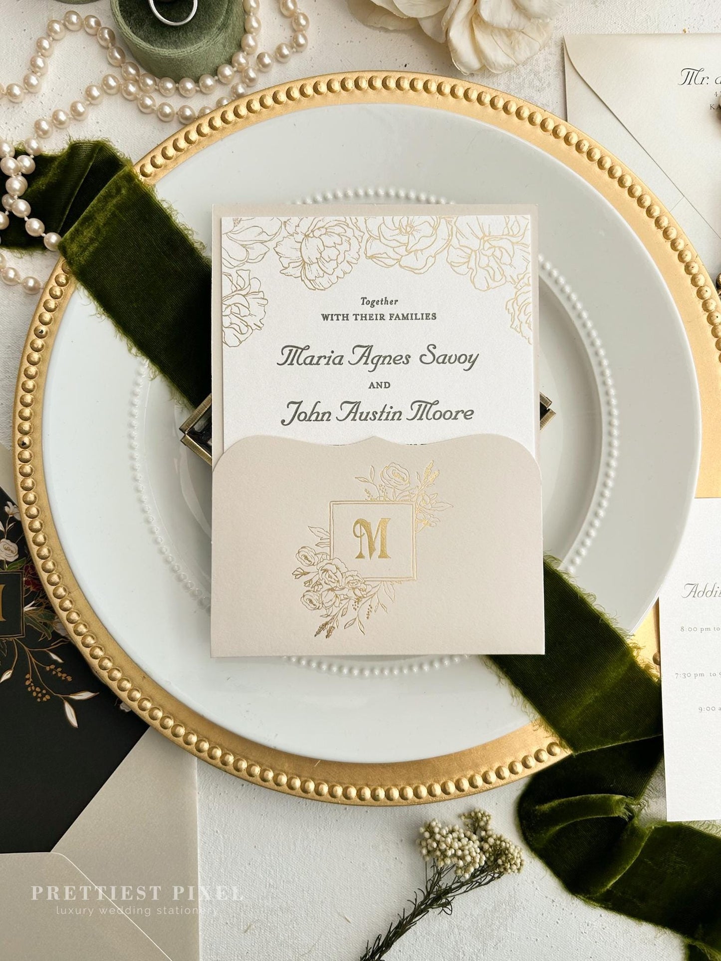 Taupe and Gold Foil Wedding Invitation | Style 290