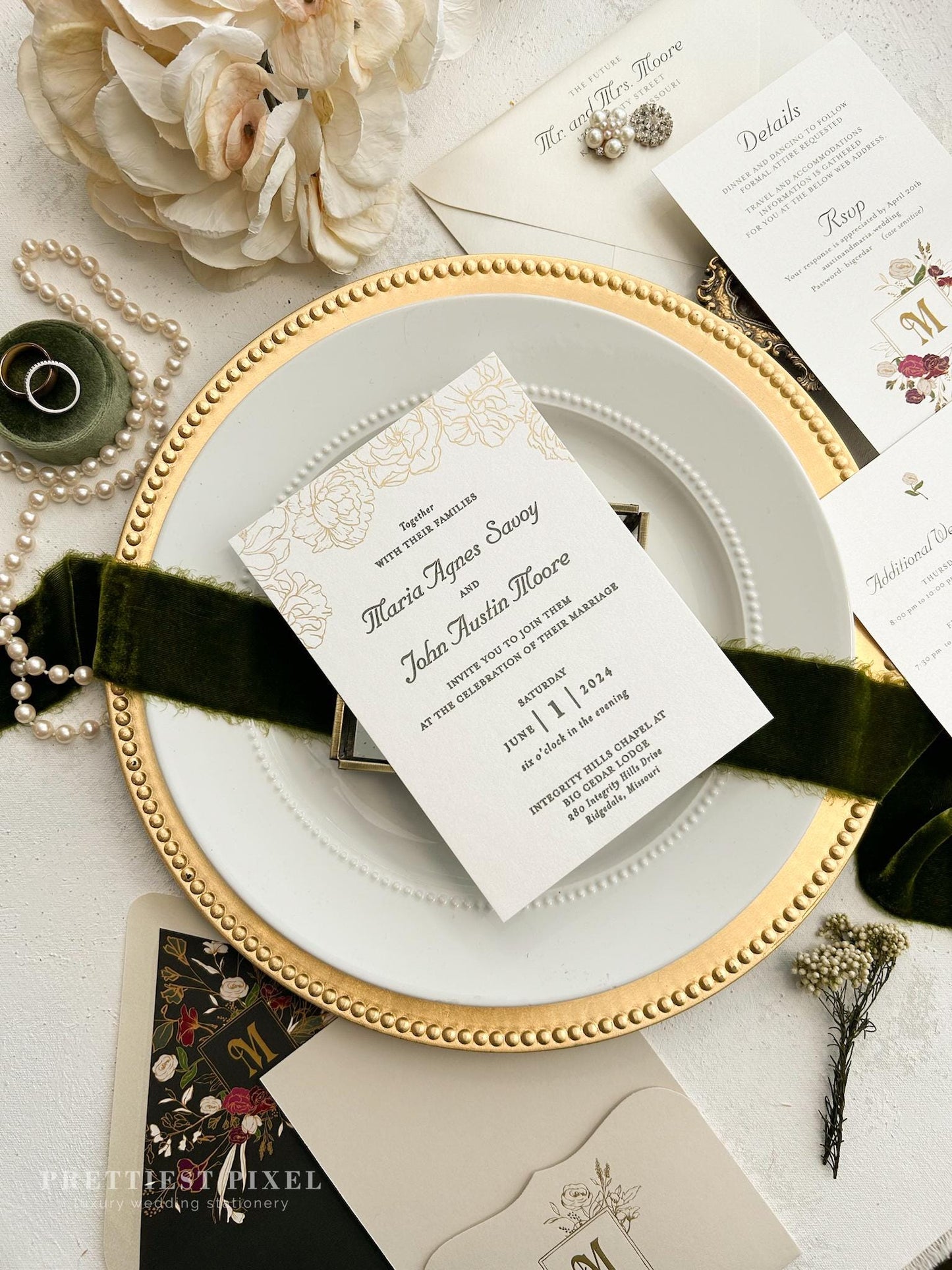 Taupe and Gold Foil Wedding Invitation | Style 290