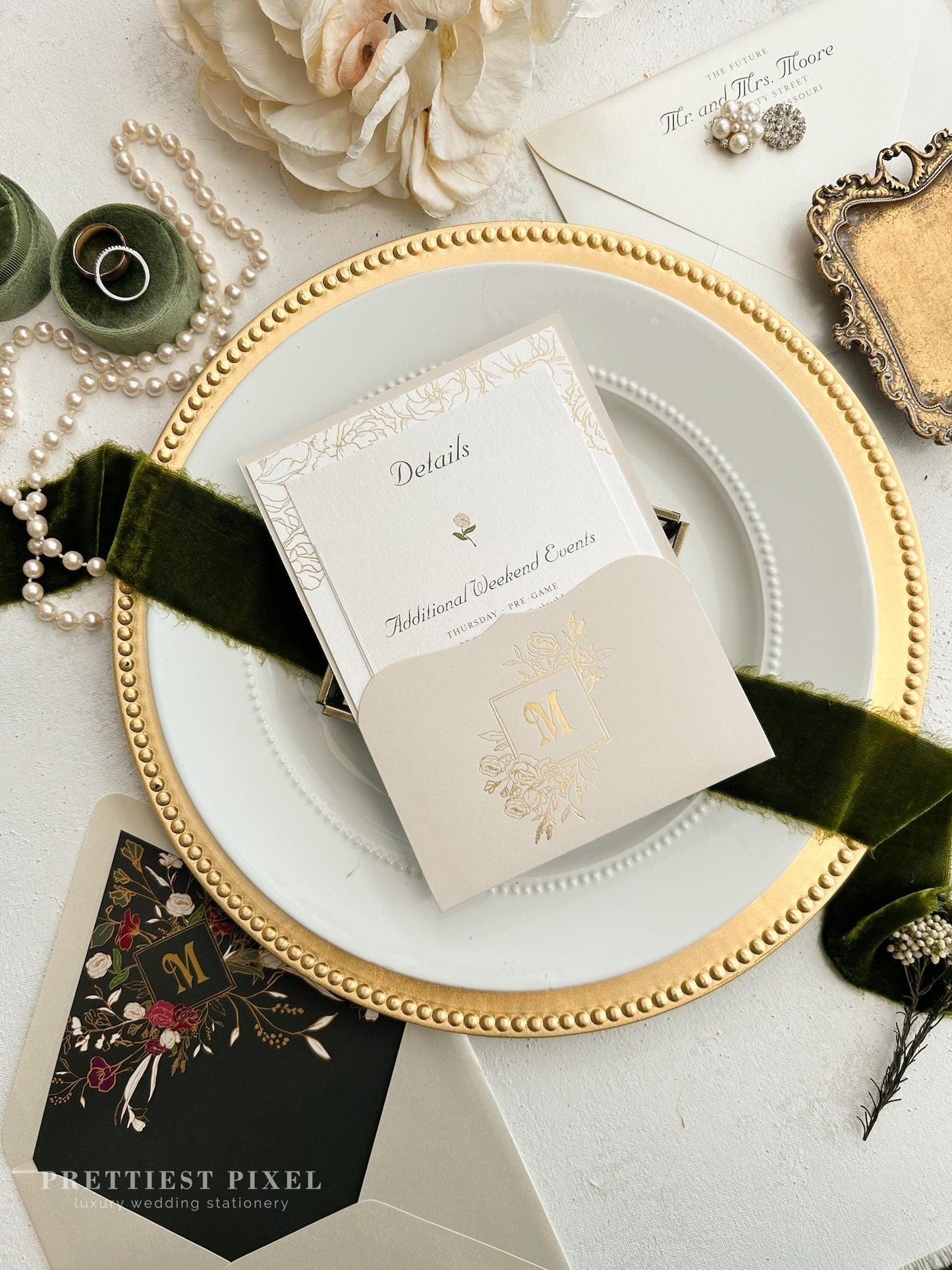 Taupe and Gold Foil Wedding Invitation | Style 290