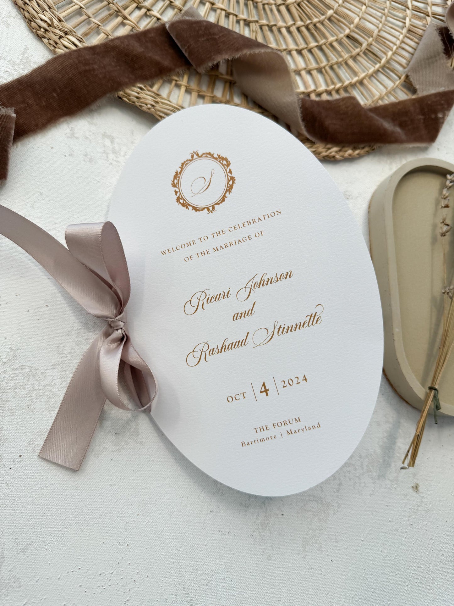 Champagne Wedding Programs | Style 106Oval