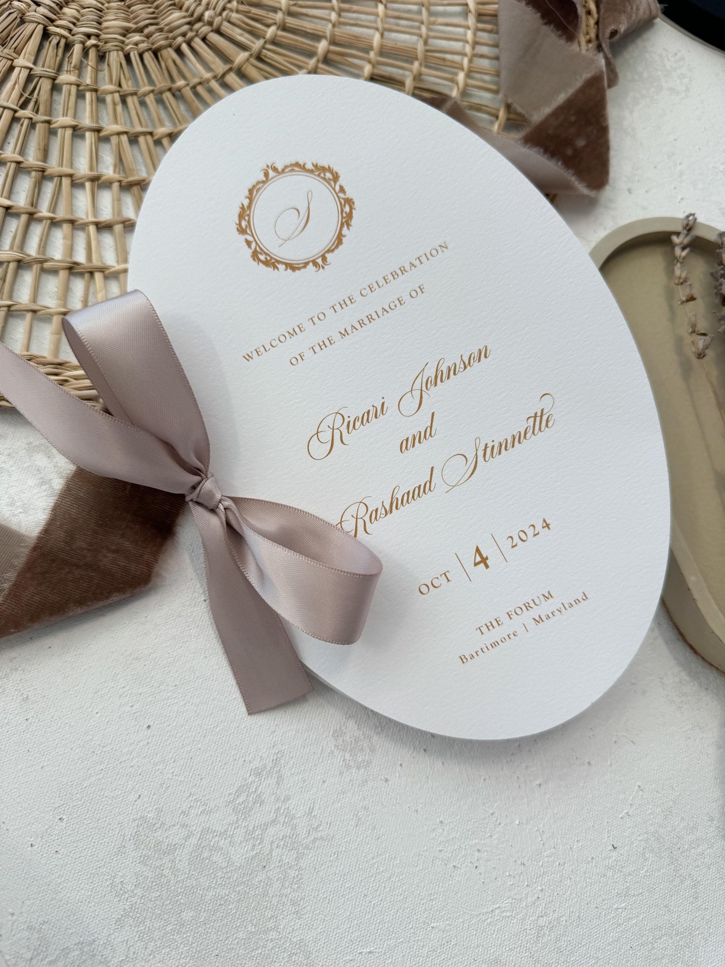 Champagne Wedding Programs | Style 106Oval