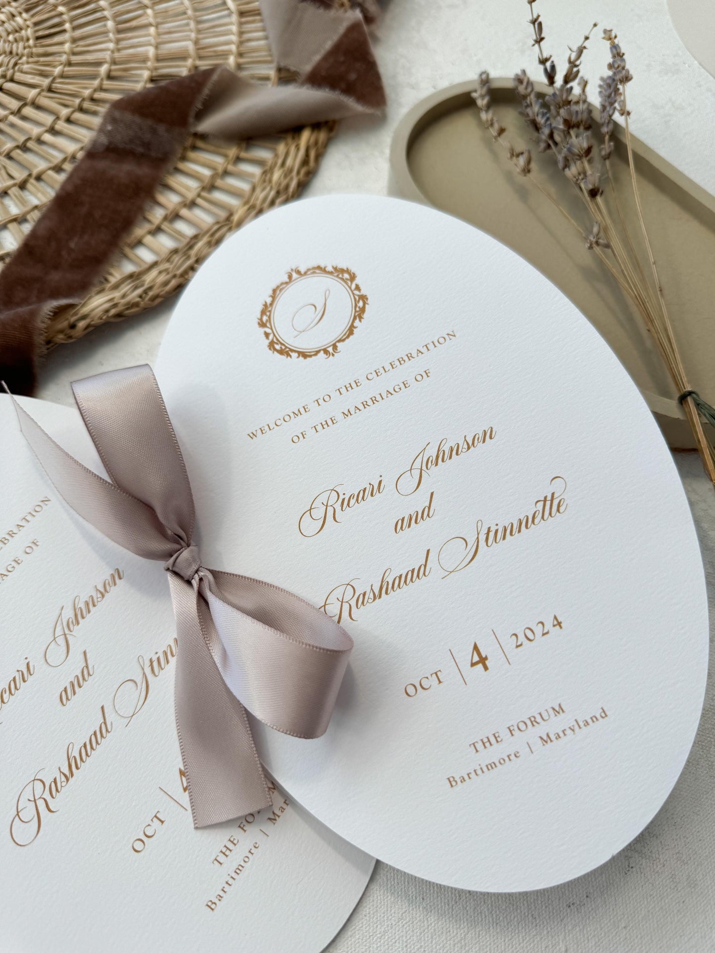 Champagne Wedding Programs | Style 106Oval