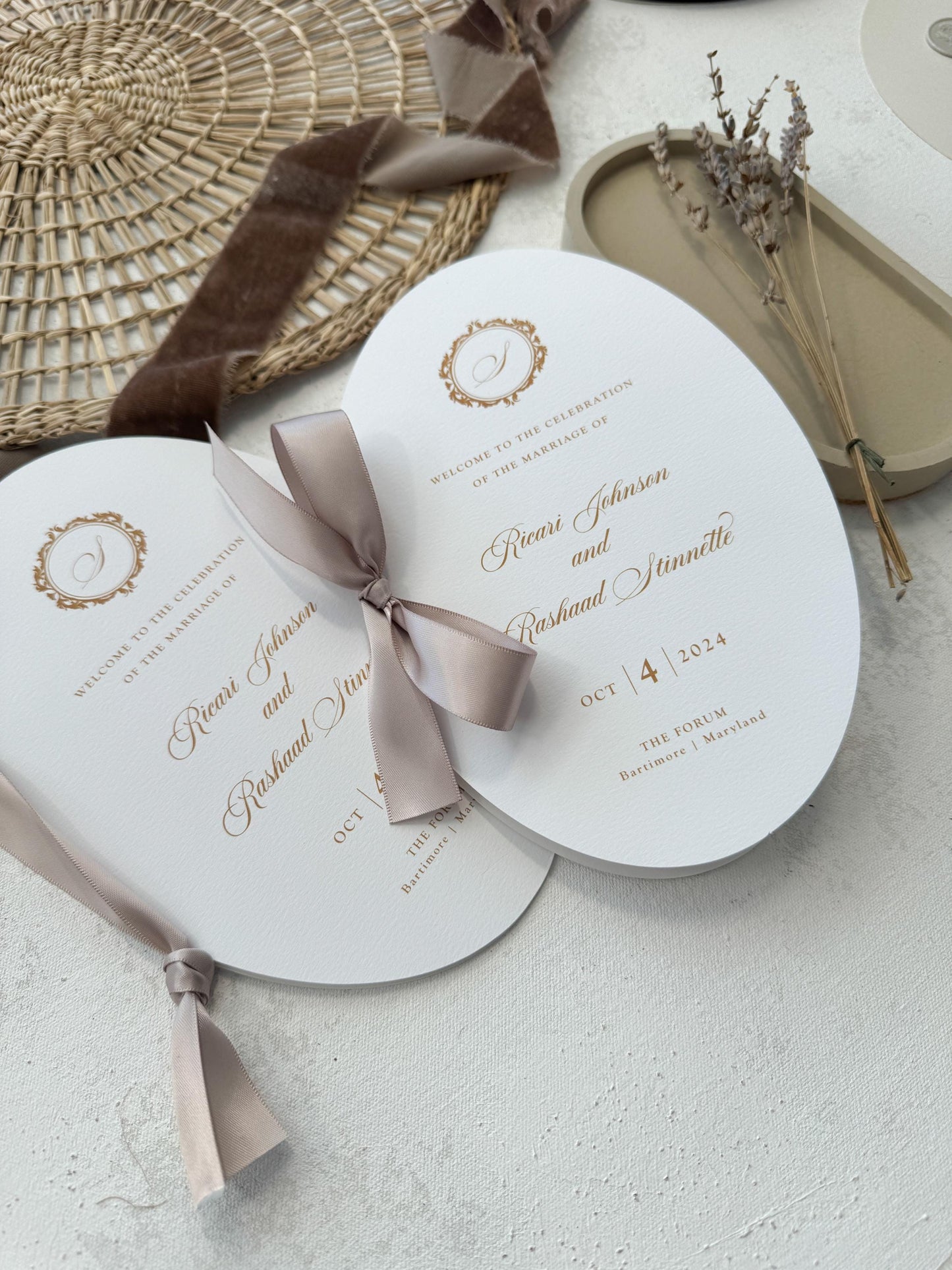 Champagne Wedding Programs | Style 106Oval